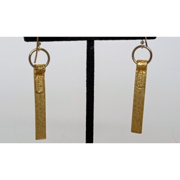 Chico's NWT Two Tone Floral Etched Dangle Earrings 2.5 in - Picture 2 of 7